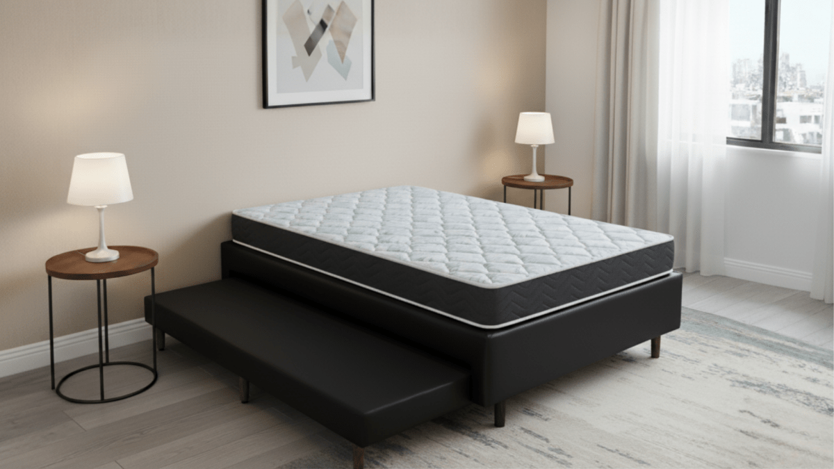 Base Box com Cama Auxiliar Bibox Sommier Corino Preto - Orthocrin