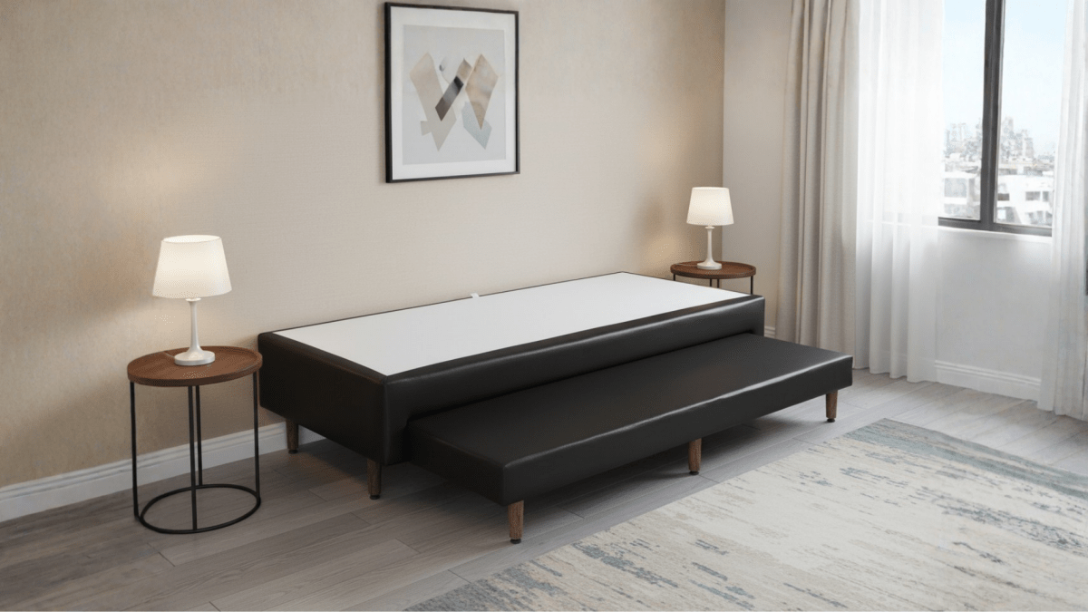 Base Box com Cama Auxiliar Bibox Sommier Corino Preto - Orthocrin