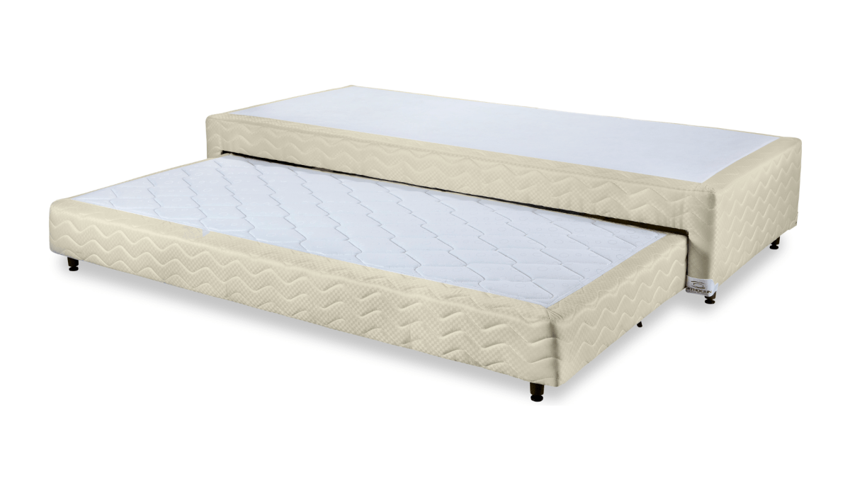 Base Box com Cama Auxiliar Bibox Sommier Spring Bege - Orthocrin