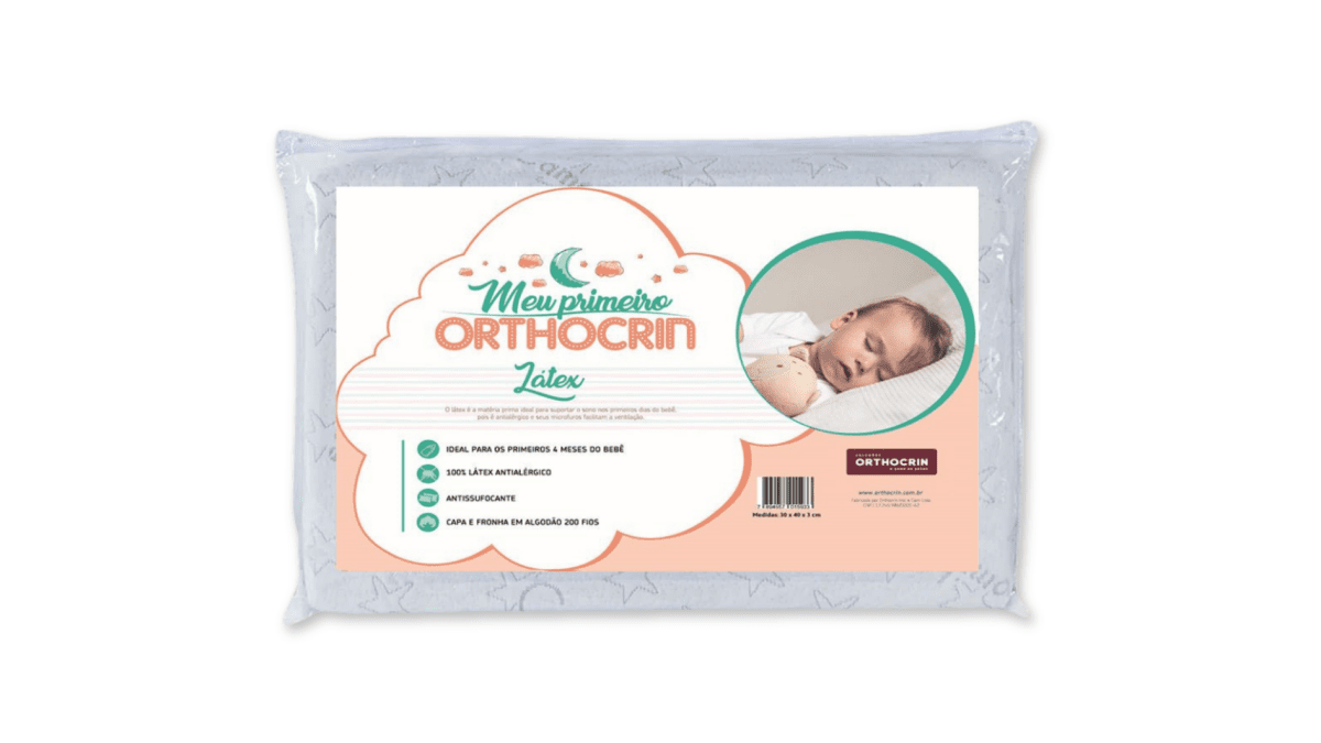 Travesseiro Infantil Bebê Meu Primeiro Orthocrin Latéx - Orthocrin