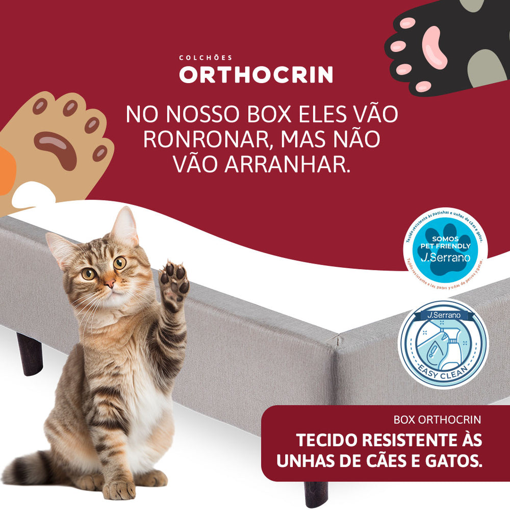 Base Box Baú Organizador Orthocrin Linho Areia Pés de Madeira