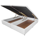 Base Box Baú Orthocrin Corino Branco Pés de Madeira - Orthocrin