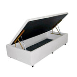 Base Box Baú Orthocrin Corino Branco Pés de Madeira - Orthocrin