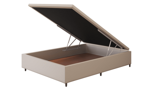 Base Box Baú Orthocrin Corino Capuccino Pés de Madeira - Orthocrin