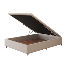 Base Box Baú Orthocrin Corino Capuccino Pés de Madeira - Orthocrin