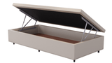 Base Box Baú Orthocrin Corino Capuccino Pés de Madeira - Orthocrin