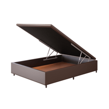 Base Box Baú Orthocrin Corino Marrom Pés de Madeira - Orthocrin