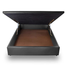 Base Box Baú Orthocrin Corino Preto Pés de Madeira - Orthocrin