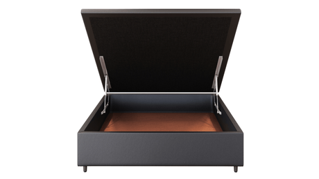 Base Box Baú Orthocrin Corino Preto Pés de Madeira - Orthocrin