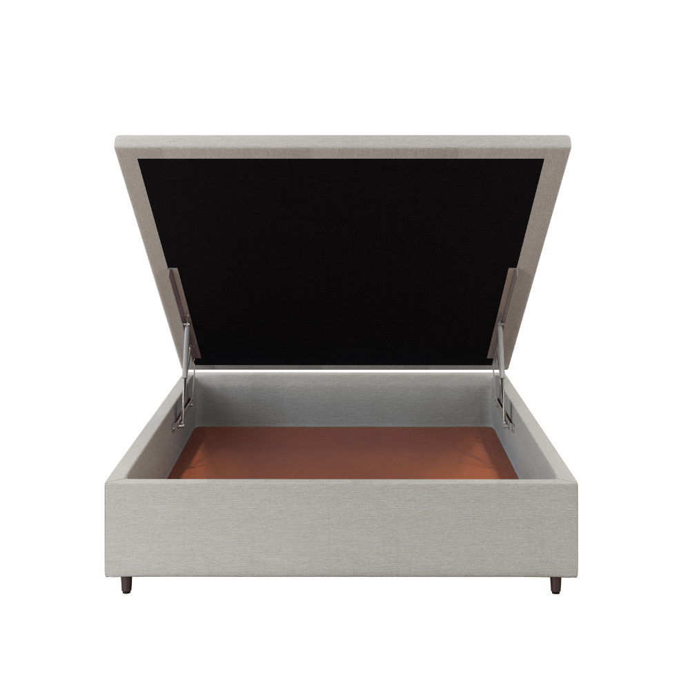 Base Box Baú Orthocrin Linho Areia Pés de Madeira - Orthocrin