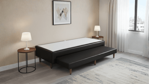 Base Box com Cama Auxiliar Bibox Sommier Corino Preto - Orthocrin