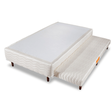 Base Box com Cama Auxiliar Bibox Sommier Plus Bege Pés de Madeira Altura 26 cm - Orthocrin