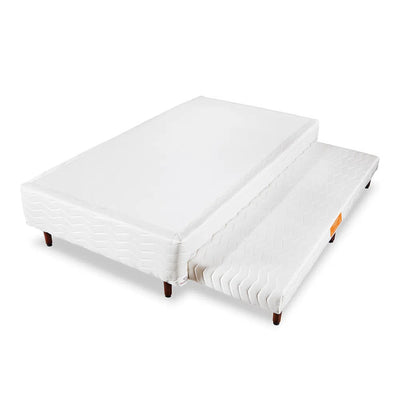 Base Box com Cama Auxiliar Bibox Sommier Plus Branco Pés de Madeira Altura 26 cm - Orthocrin