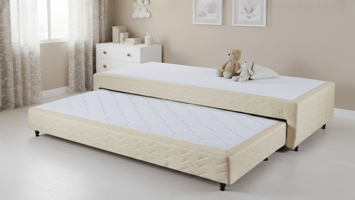 Base Box com Cama Auxiliar Bibox Sommier Spring Bege - Orthocrin
