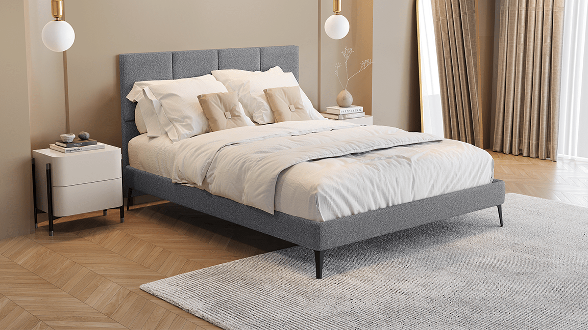 Base Box Sommier Luxo Bouclé Cinza 15 cm - Orthocrin
