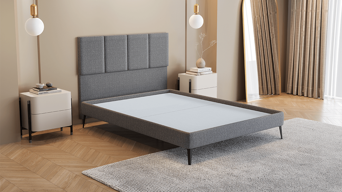 Base Box Sommier Luxo Bouclé Cinza 15 cm - Orthocrin