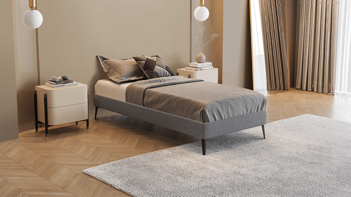 Base Box Sommier Luxo Bouclé Cinza 15 cm - Orthocrin