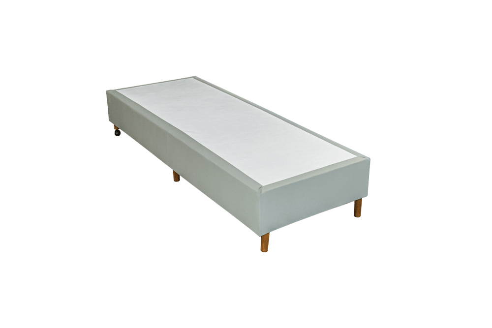 Base Box Sommier Plus Tecido Facto Cinza Pés de Madeira Altura 17 cm - Orthocrin