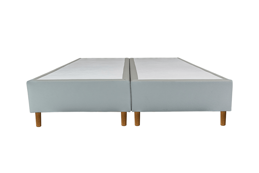 Base Box Sommier Plus Tecido Facto Cinza Pés de Madeira Altura 17 cm - Orthocrin