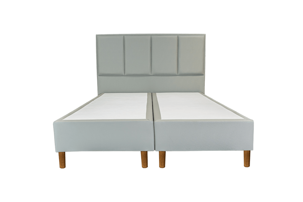Base Box Sommier Plus Tecido Facto Cinza Pés de Madeira Altura 17 cm - Orthocrin