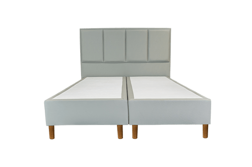 Base Box Sommier Plus Tecido Facto Cinza Pés de Madeira Altura 17 cm - Orthocrin