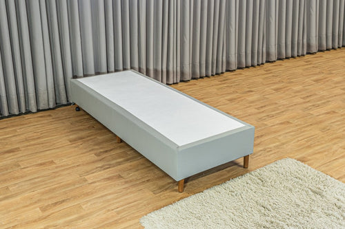 Base Box Sommier Plus Tecido Facto Cinza Pés de Madeira Altura 17 cm - Orthocrin