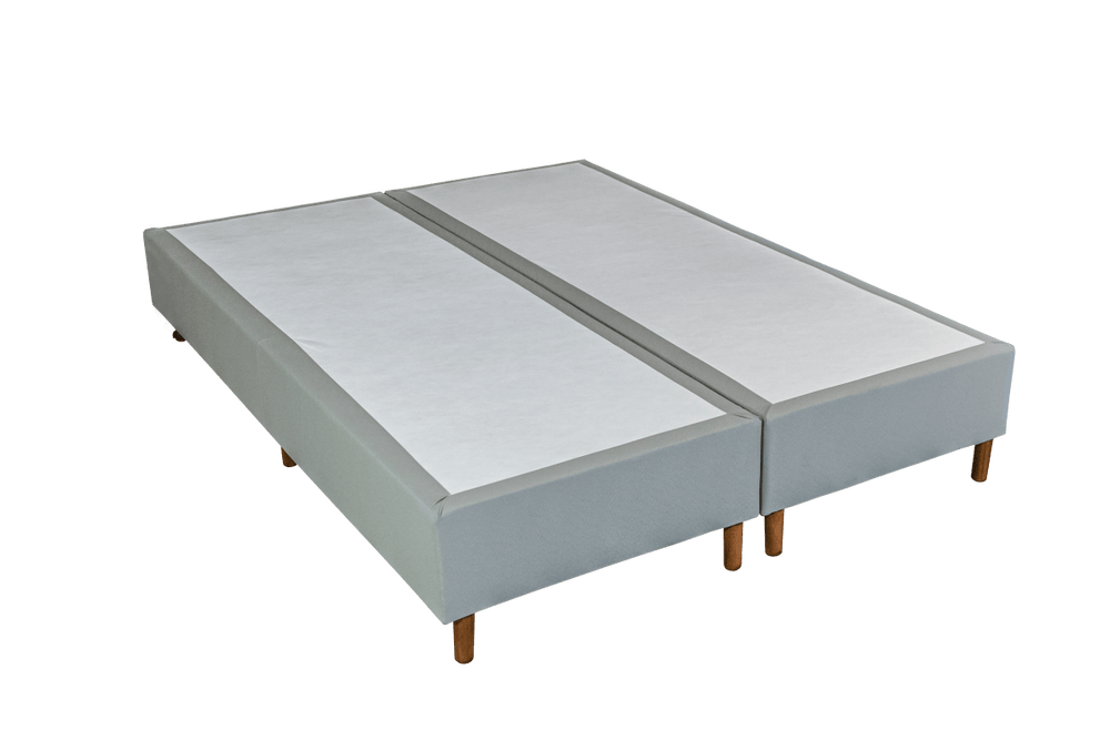 Base Box Sommier Plus Tecido Facto Cinza Pés de Madeira Altura 17 cm - Orthocrin