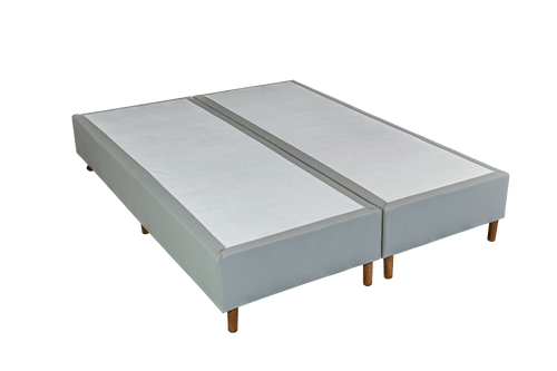 Base Box Sommier Plus Tecido Facto Cinza Pés de Madeira Altura 17 cm - Orthocrin