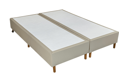 Base Box Sommier Plus Tecido Facto Sépia Pés de Madeira Altura 17 cm - Orthocrin