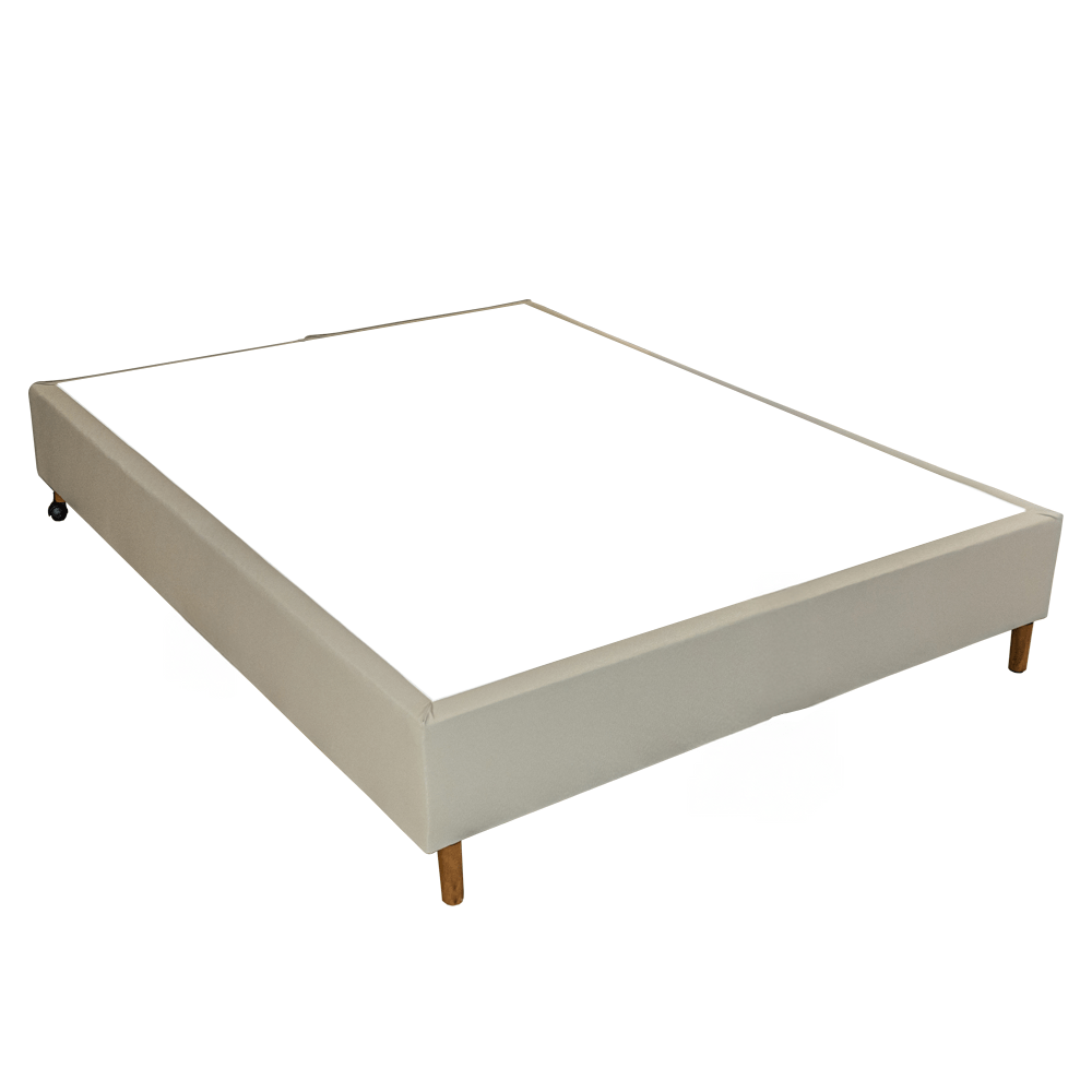 Base Box Sommier Plus Tecido Facto Sépia Pés de Madeira Altura 17 cm - Orthocrin