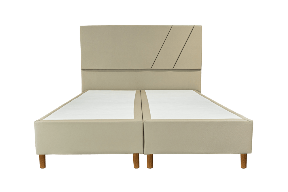 Base Box Sommier Plus Tecido Facto Sépia Pés de Madeira Altura 17 cm - Orthocrin