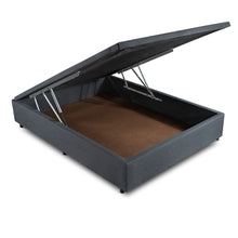 Cama Box Baú Organizador Orthocrin Linho Dark Pés de Madeira