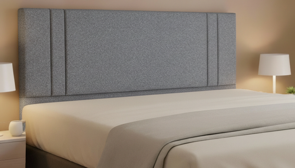 Cabeceira Estofada Âmbar Cinza Tecido Bouclé