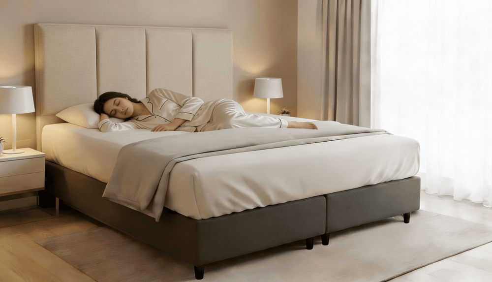 Cabeceira Estofada Garnet Areia Tecido Linho - Orthocrin