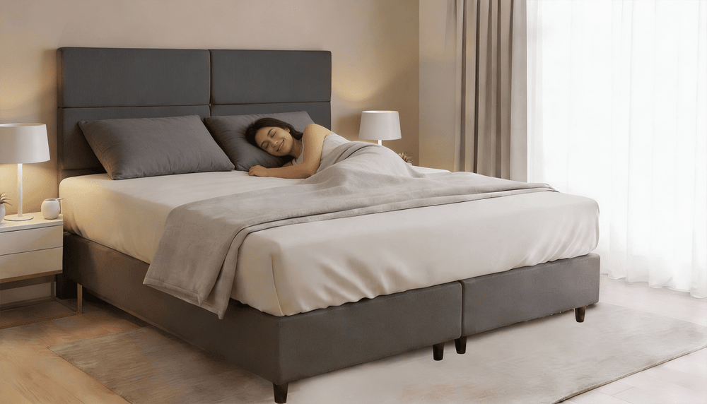 Cabeceira Estofada Lotus Dark Tecido Linho - Orthocrin