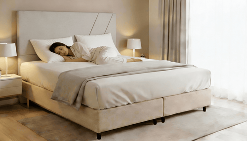 Cabeceira Estofada Topázio Areia Tecido Linho - Orthocrin