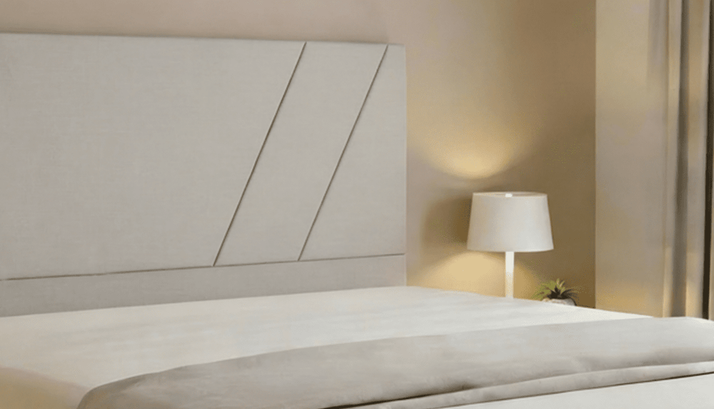 Cabeceira Estofada Topázio Areia Tecido Linho - Orthocrin