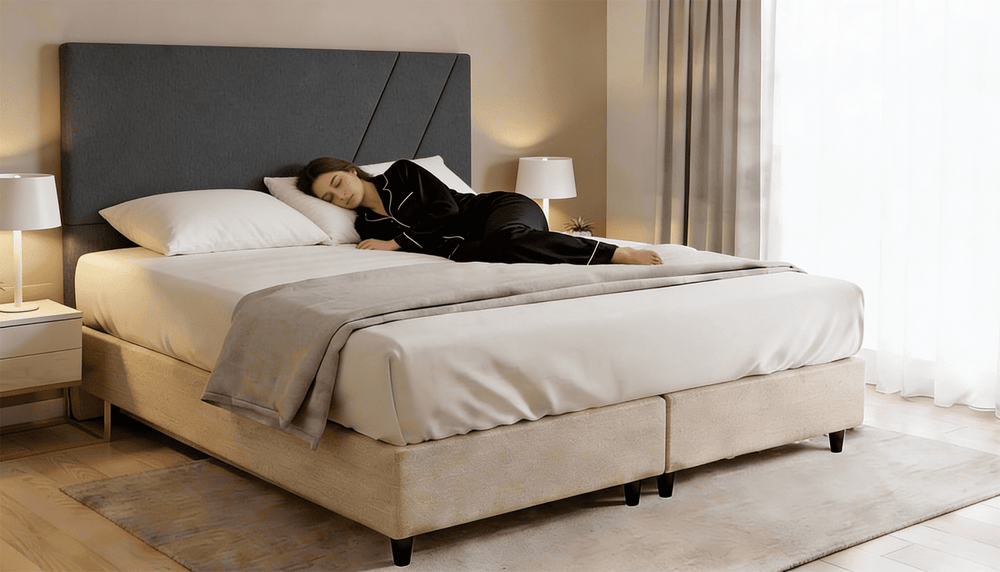 Cabeceira Estofada Topázio Dark Tecido Linho - Orthocrin