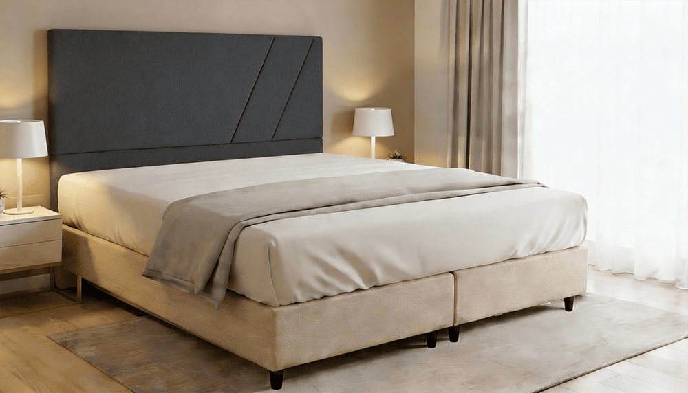 Cabeceira Estofada Topázio Dark Tecido Linho - Orthocrin