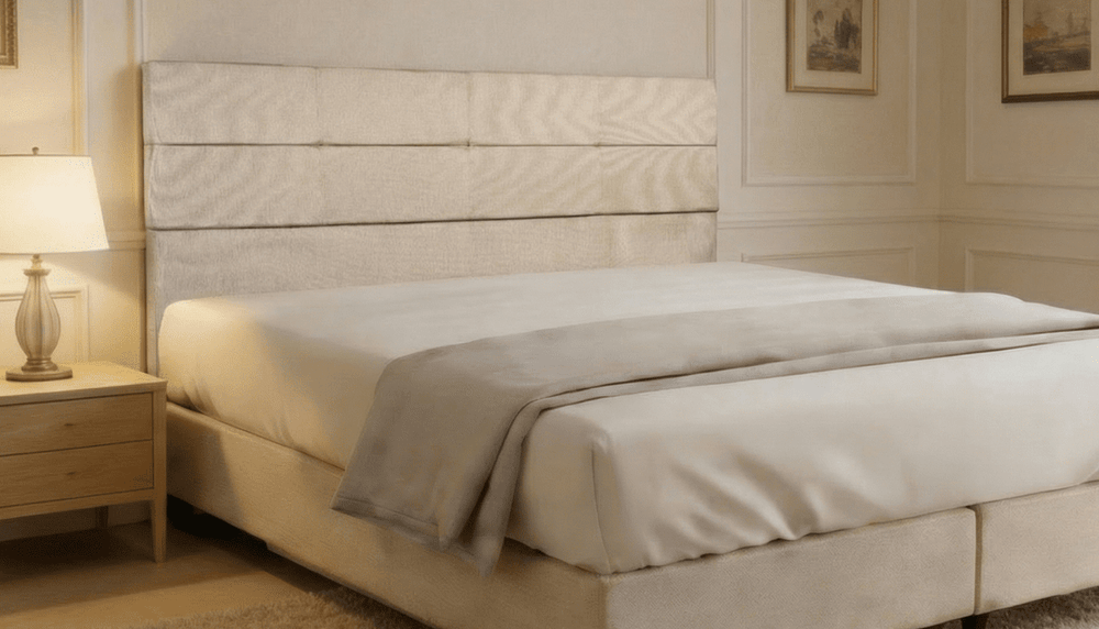 Cabeceira Estofada Verbena Areia Tecido Linho - Orthocrin