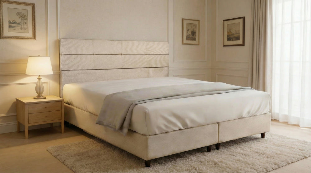 Cabeceira Estofada Verbena Areia Tecido Linho