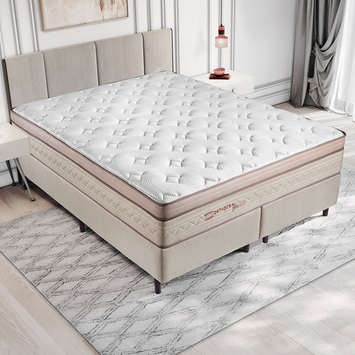 (Colchão + Box!) Colchão de Molas Ensacadas Série 507 HR Gel + Box Sommier Plus Areia - Orthocrin