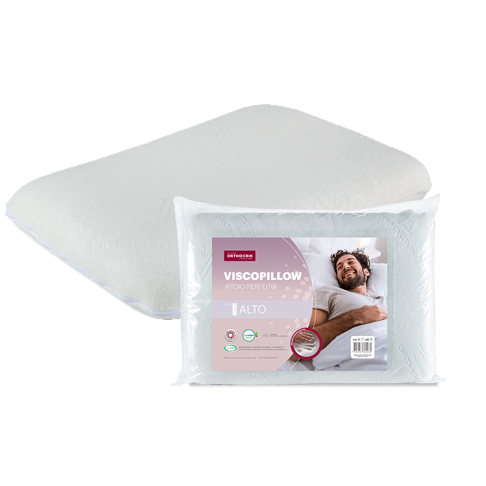 Travesseiro de Espuma Viscoelástica Viscopillow Alto 48x68x15 - Orthocrin