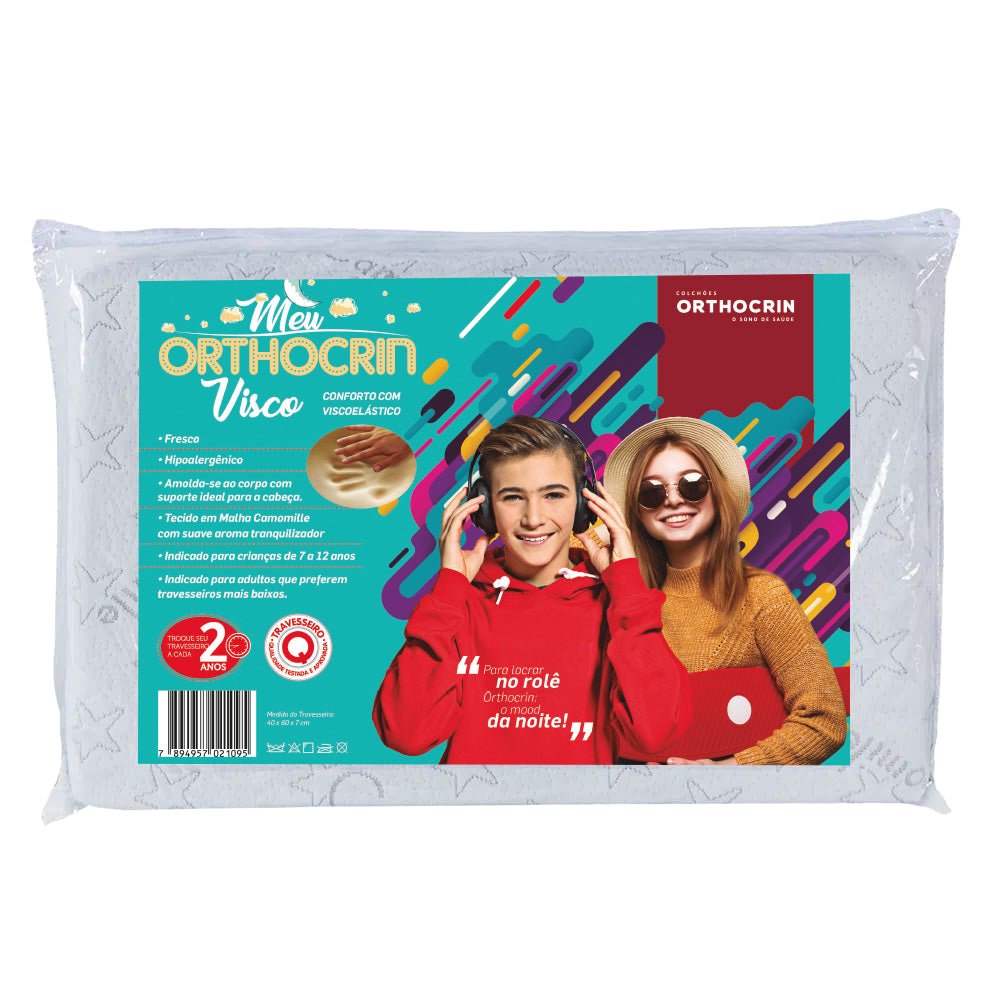 Travesseiro Infantil Juvenil Meu Orthocrin Espuma Viscoelástica - Orthocrin
