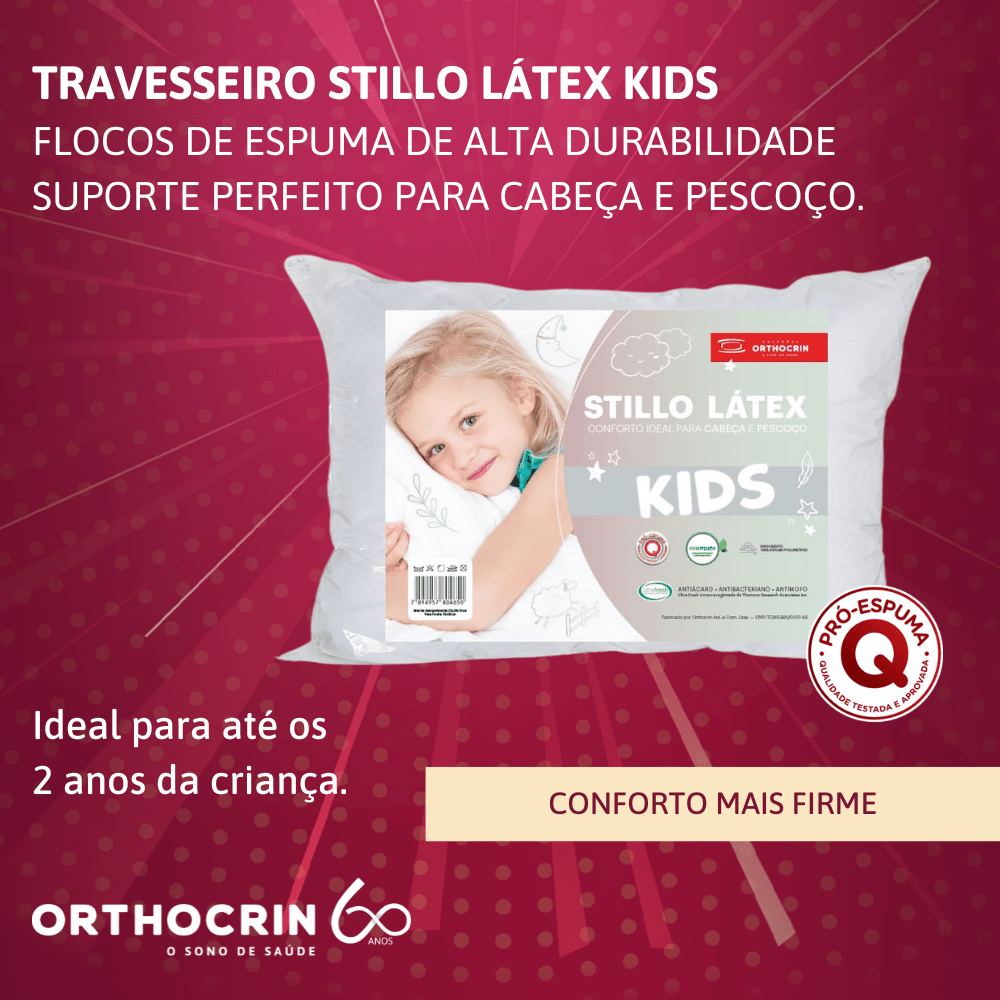 Travesseiro Infantil Stillo Látex Kids 28x35x10 cm - Orthocrin